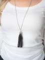 Naszyjnik damski długi boho skóra recykling czarny