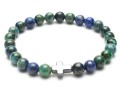 Bransoletka męska z kamieni chryzokola hematyt krzyż niebieska