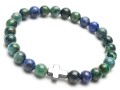 Bransoletka męska z koralików chryzokola hematyt krzyż niebieska