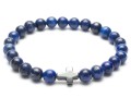 Bransoletka męska z kamieni lapis lazuli niebieska hematyt krzyż