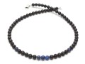 Naszyjnik męski z koralików kamieni lawy lapis lazuli krótki czarny