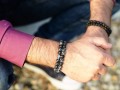Biżuteria męska z kamieni obsydianu śnieżnego na urodzinowy prezent dla brata przyjaciela