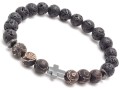 Bransoletka męska z kamieni lawa agat hematyt czarna