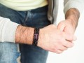 Męskie bransoletki z czarnymi i fioletowymi naturalnymi kamieniami onyksu i ametystu na prezent
