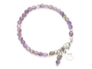 Bransoletka damska drobny ametyst stal fioletowa am507
