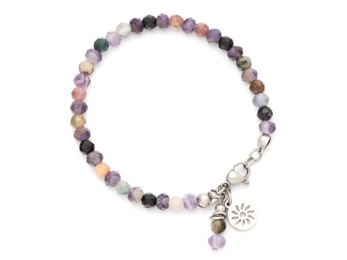 Bransoletka damska z drobnym ametystem i turmalinem na prezent urodzinowy