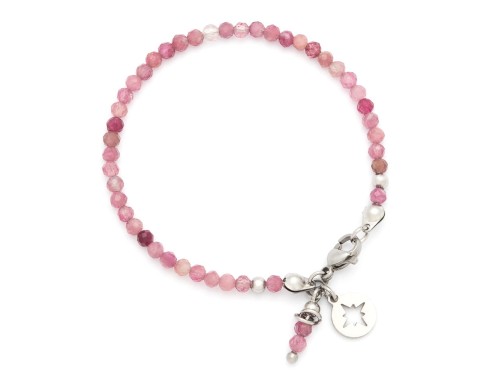 Bransoletka damska z koralikami drobnego różowego turmalinu