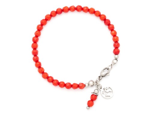 Czerwona bransoletka damska z koralem dla żony mamy dziewczyny na urodzinowy prezent