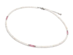 Naszyjnik damski choker delikatny kamień księżycowy turmalin stal kk3