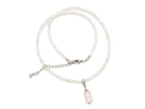 Naszyjnik damski choker kamień księżycowy kwarc różowy stal ka05