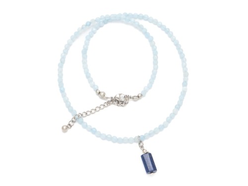 Naszyjnik damski choker drobny akwamaryn lapis lazuli stal chirurgiczna