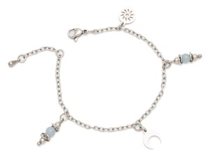 Bransoletka stal chirurgiczna angelit zawieszki półksiężyc słoneczko 21