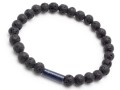 Bransoletka męska z kamieni lawa lapis czarna