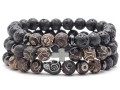 Bransoletka męska z kamieni lawa agat hematyt czarna